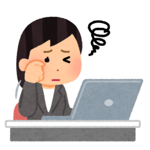 眼が疲れた女性のイラスト